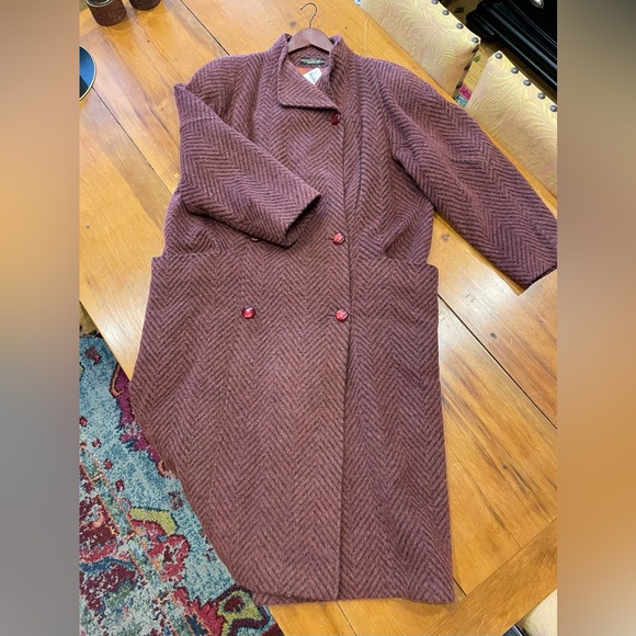 Women’s 1980s Oversized Maroon Wool Dress Jacket - Picture 4 of 11